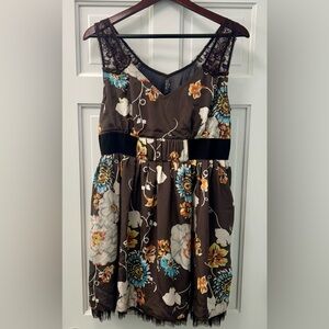 Free People Brown Floral Mini Dress